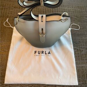 Furla Unica Mini Crossbody in Marshmellow grey and white